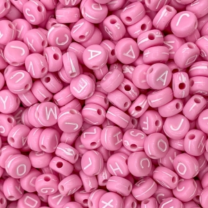 Letterkralen acryl roze, set ca 500 stuks
